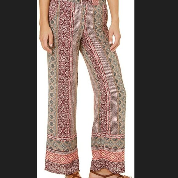 NWT Medium Striped Wide Leg Palazzo Pants - Pat J Border Print Woven Bottoms NEW - Picture 1 of 8